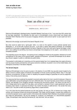 Iran: an Elite at War Written by Nasrin Alavi