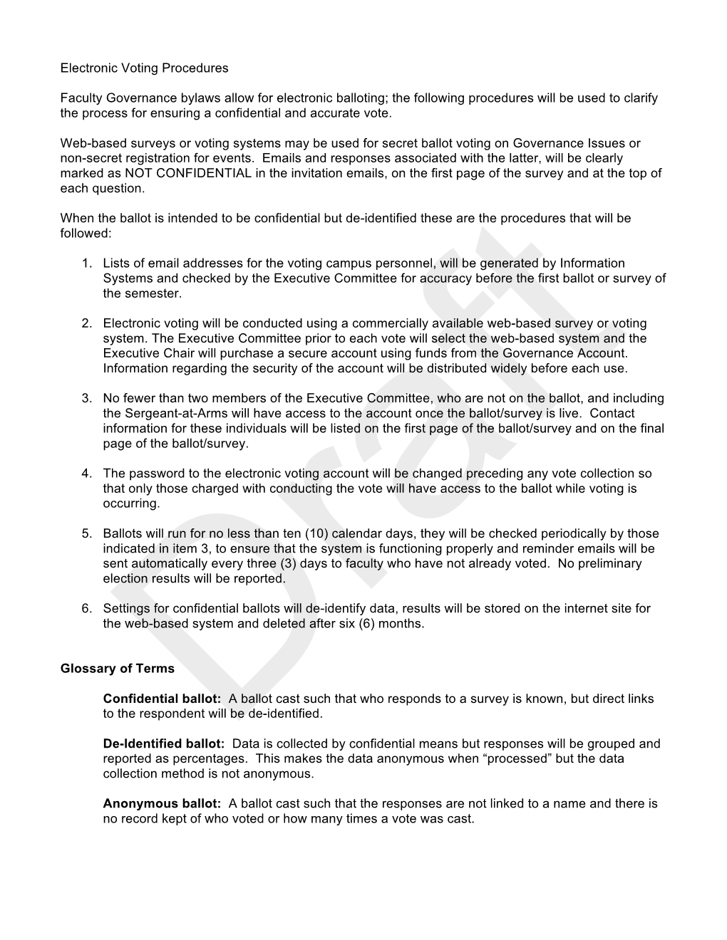 Electronic Voting Procedures