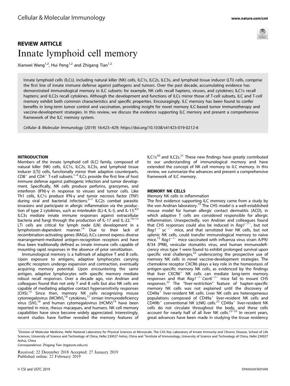 Innate Lymphoid Cell Memory