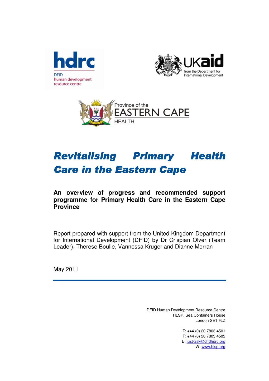 Revitalising Primary Health Care in the Eastern Cape
