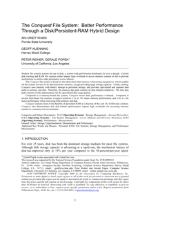 Better Performance Through a Disk/Persistent-RAM Hybrid Design