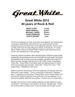 Great White 2012 30 Years of Rock & Roll