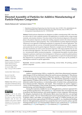 Directed Assembly of Particles for Additive Manufacturing of Particle-Polymer Composites