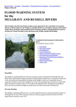FLOOD WARNING SYSTEM for the MULGRAVE and RUSSELL RIVERS