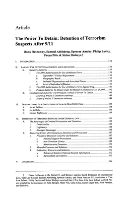 Detention of Terrorism Suspects After 9/11