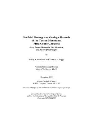 Geology and Geomorphology of the Tucson Mountains, Pima County