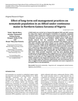 Effect of Long-Term Soil Management Practices on Nematode Population in an Alfisol Under Continuous Maize in Northern Guinea Savanna of Nigeria