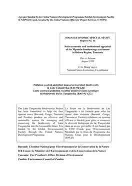 Socio-Economic and Institutional Appraisal of the Mpanda-Sumbawanga Catchment in Rukwa Region, Tanzania