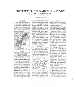 Description of the Coatesville and West Chester Quadrangles