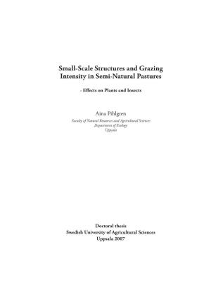 Small-Scale Structures and Grazing Intensity in Semi-Natural Pastures