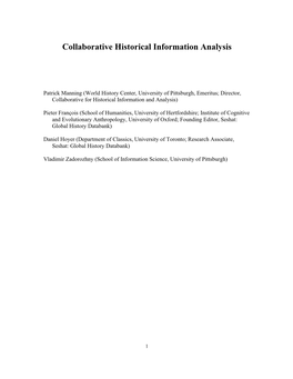 Collaborative Historical Information Analysis