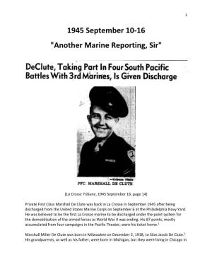 Another Marine Reporting, Sir"