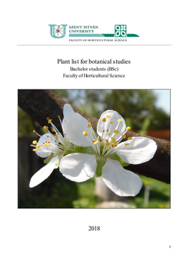 Plant List for Botanical Studies 2018
