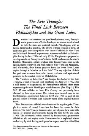 The Erie Triangle: the Final Link Between Philadelphia and the Great Lakes