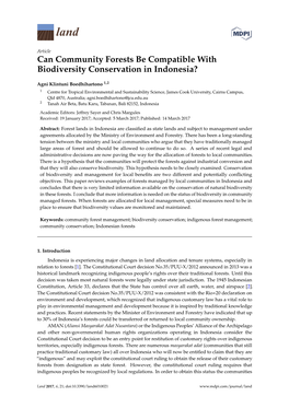 Can Community Forests Be Compatible with Biodiversity Conservation in Indonesia?