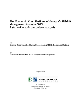 The Economic Contributions of Wmas in Georgia 2013