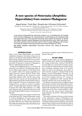 A New Species of Heterixalus (Amphibia: Hyperoliidae) from Western Madagascar