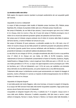 La Struttura Della Rete Idrica Acquedotto Di Livorno E