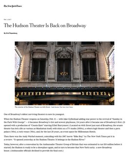 The Hudson Theater Is Back on Broadway