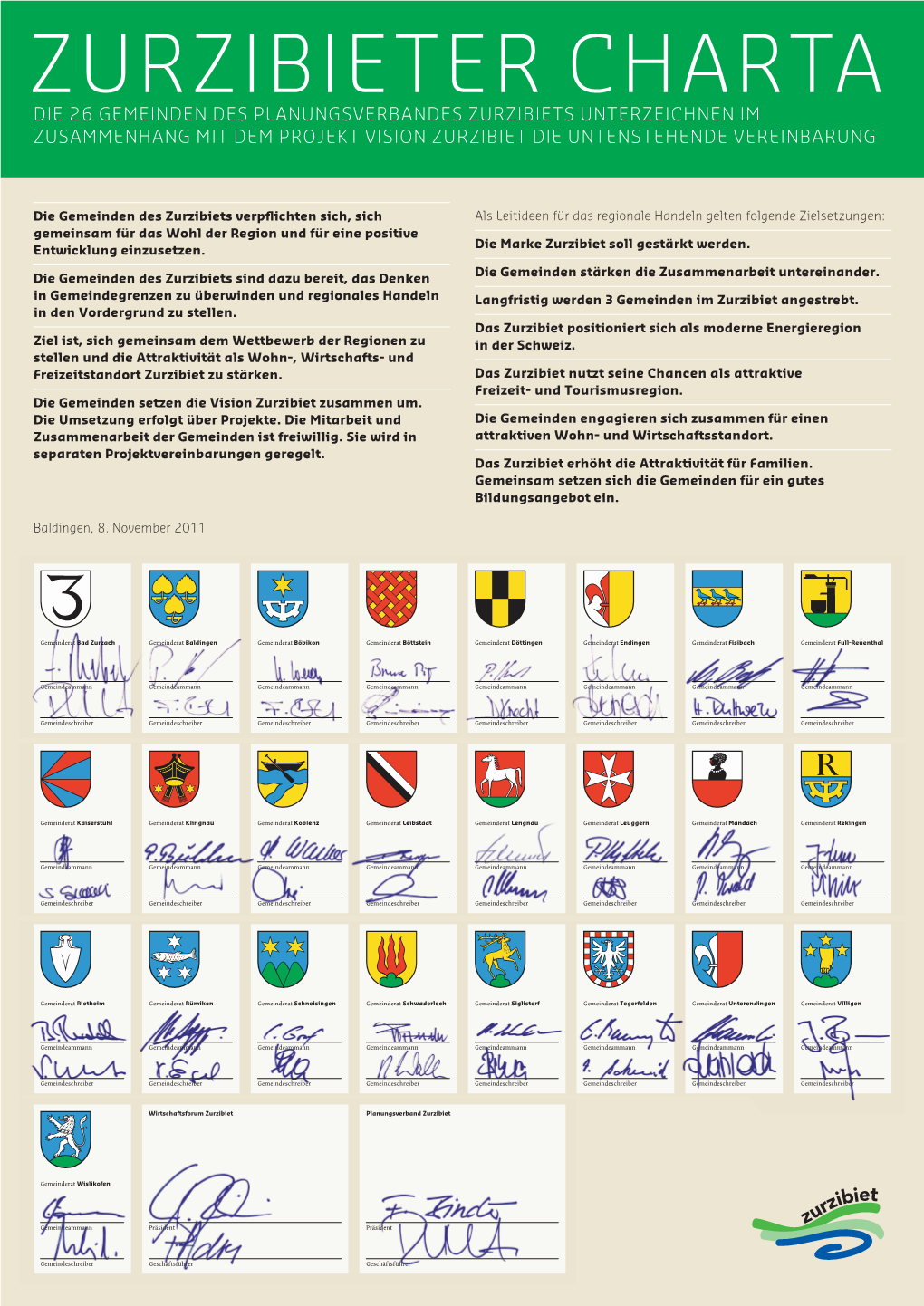 Die 26 Gemeinden Des Planungsverbandes Zurzibiets Unterzeichnen Im Zusammenhang Mit Dem Projekt Vision Zurzibiet Die Untenstehende Vereinbarung