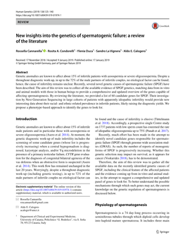 New Insights Into the Genetics of Spermatogenic Failure: a Review of the Literature