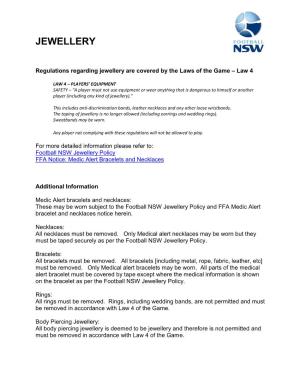 FNSW Jewellery Policy