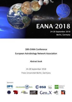 18Th EANA Conference European Astrobiology Network Association
