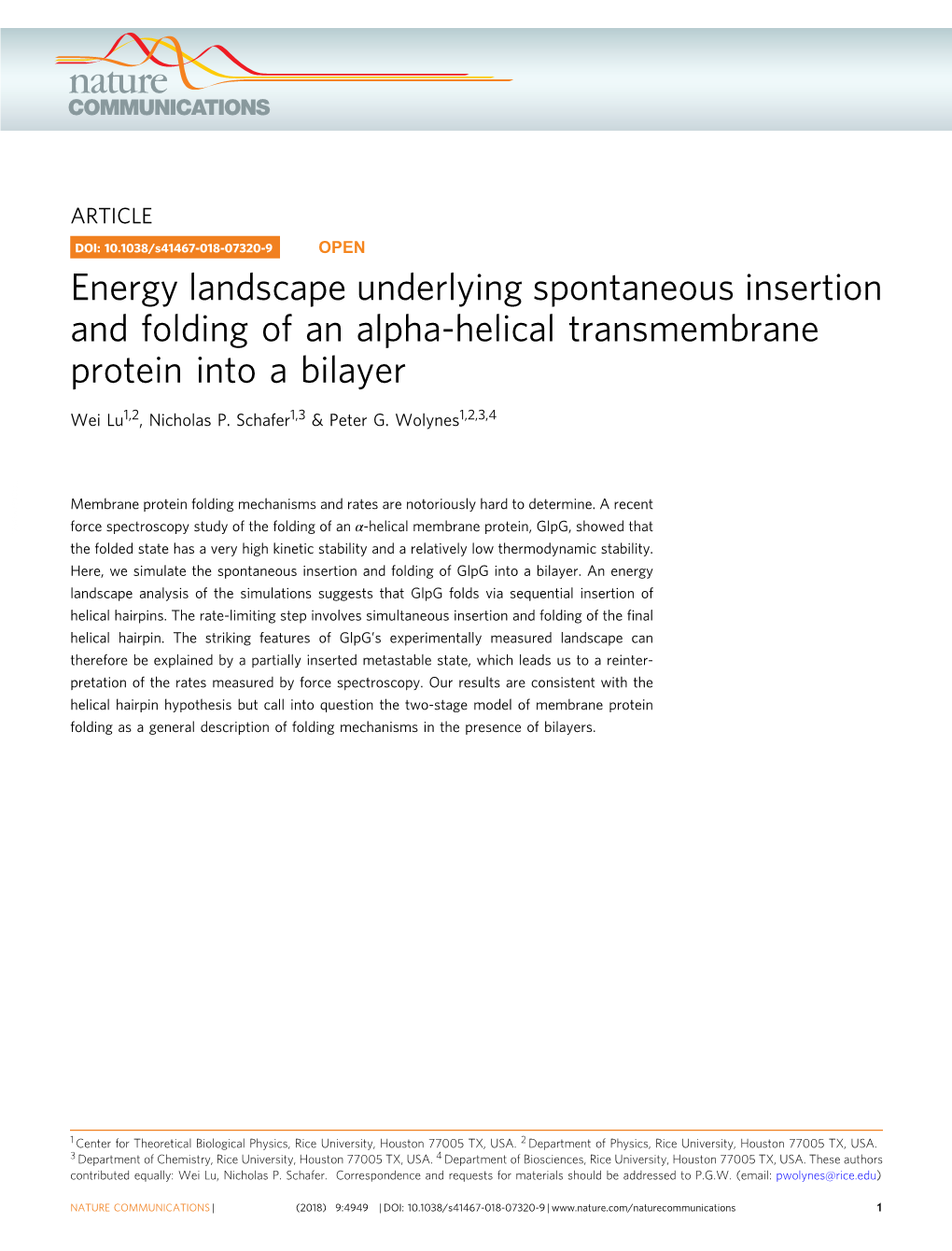 Energy Landscape Underlying Spontaneous Insertion and Folding of an Alpha-Helical Transmembrane Protein Into a Bilayer