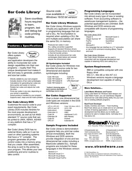 Bar Code Library Data Sheet