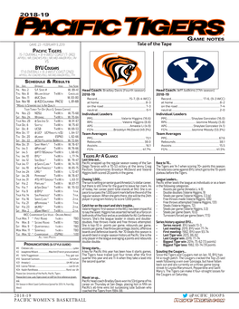 2018-19 PACIFIC WOMEN's BASKETBALL Tale of the Tape