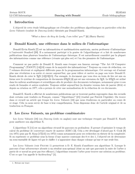 1 Introduction 2 Donald Knuth, Une Référence Dans Le