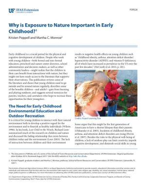 Why Is Exposure to Nature Important in Early Childhood?1 Kristen Poppell and Martha C
