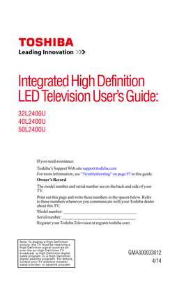 Integrated High Definition LED Television User's Guide