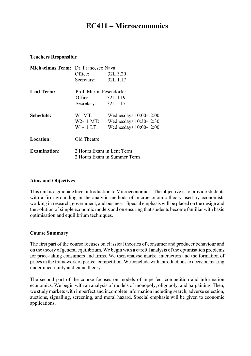 EC411 – Microeconomics