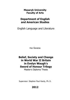 Sword of Honour Trilogy Master’S Diploma Thesis