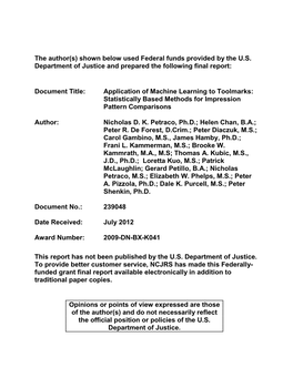 Application of Machine Learning to Toolmarks: Statistically Based Methods for Impression Pattern Comparisons