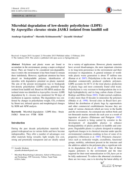 (LDPE) by Aspergillus Clavatus Strain JASK1 Isolated from Landfill Soil