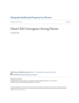 Patent Club Convergence Among Nations Daniel Benoliel