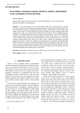 Extraordinary Emotional Responses Elicited by Auditory Stimuli Linked to the Consumption of Food and Drink