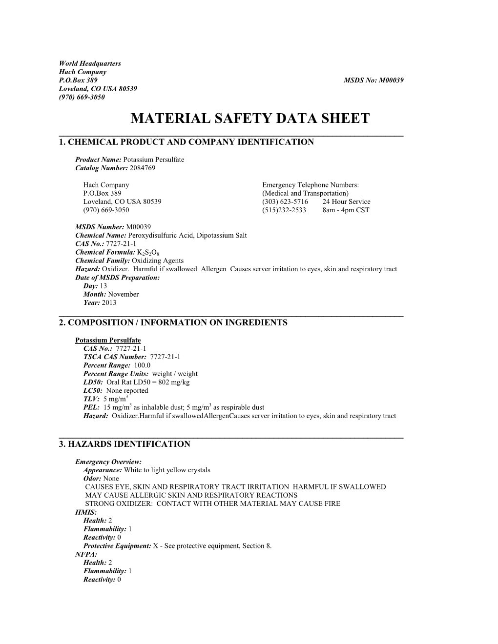 Material Safety Data Sheet ______1