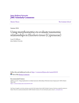 Using Morphometrics to Evaluate Taxonomic Relationships in Eleocharis Tenuis (Cyperaceae) Lane D
