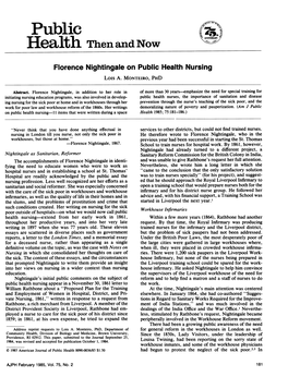 Florence Nightingale on Public Health Nursing