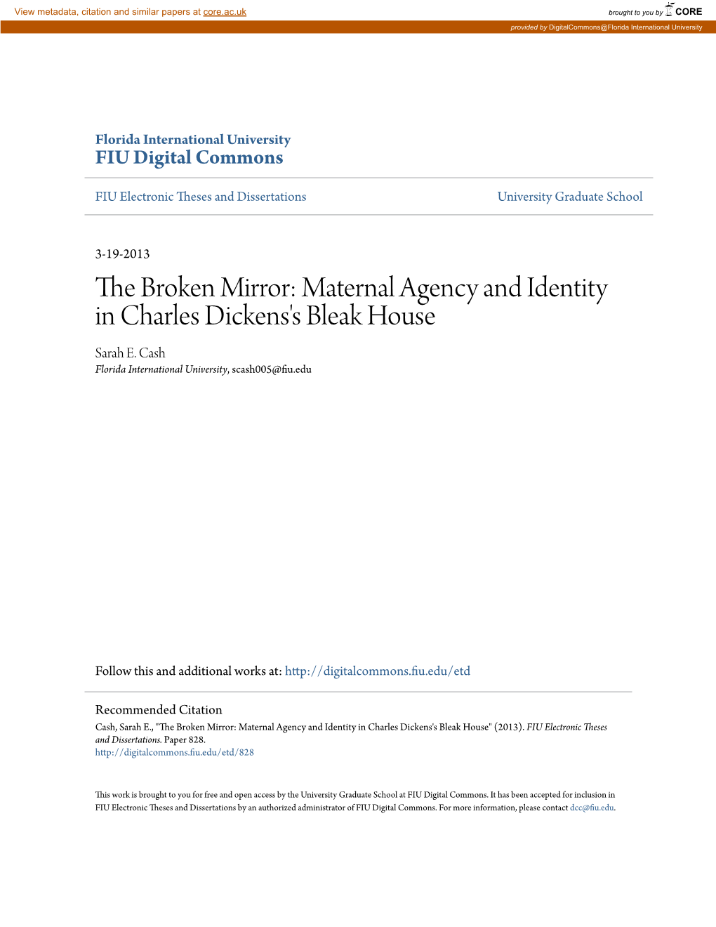 Maternal Agency and Identity in Charles Dickens's Bleak House Sarah E