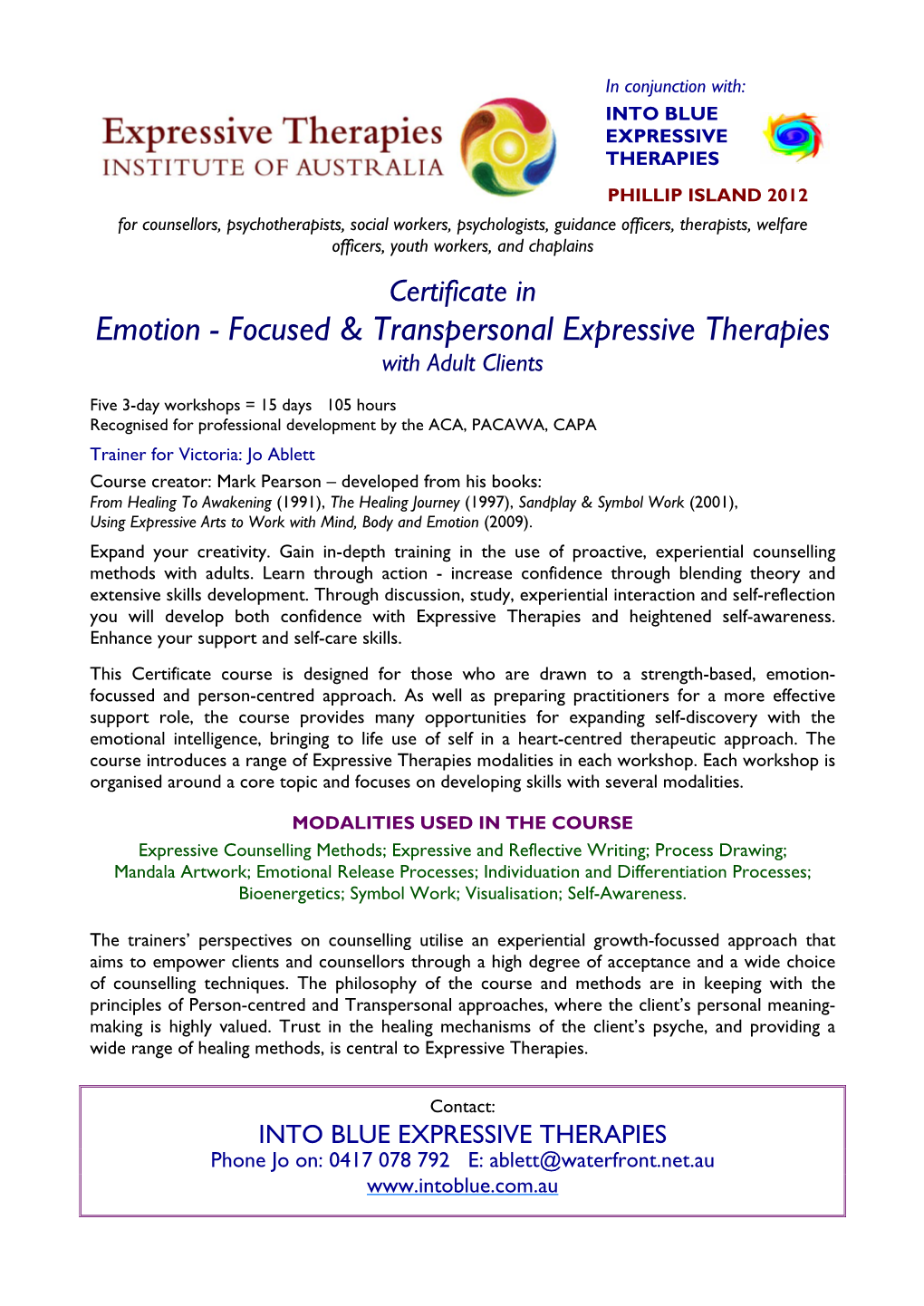 Emotion - Focused & Transpersonal Expressive Therapies with Adult Clients