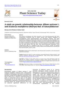 A Study on Genetic Relationship Between Allium Sativum L. and Scadoxus Multiflorus (Martyn) Raf