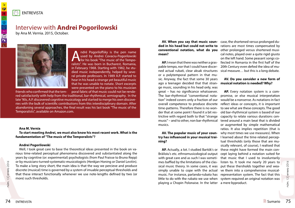 Interview with Andrei Pogorilowski by Ana M