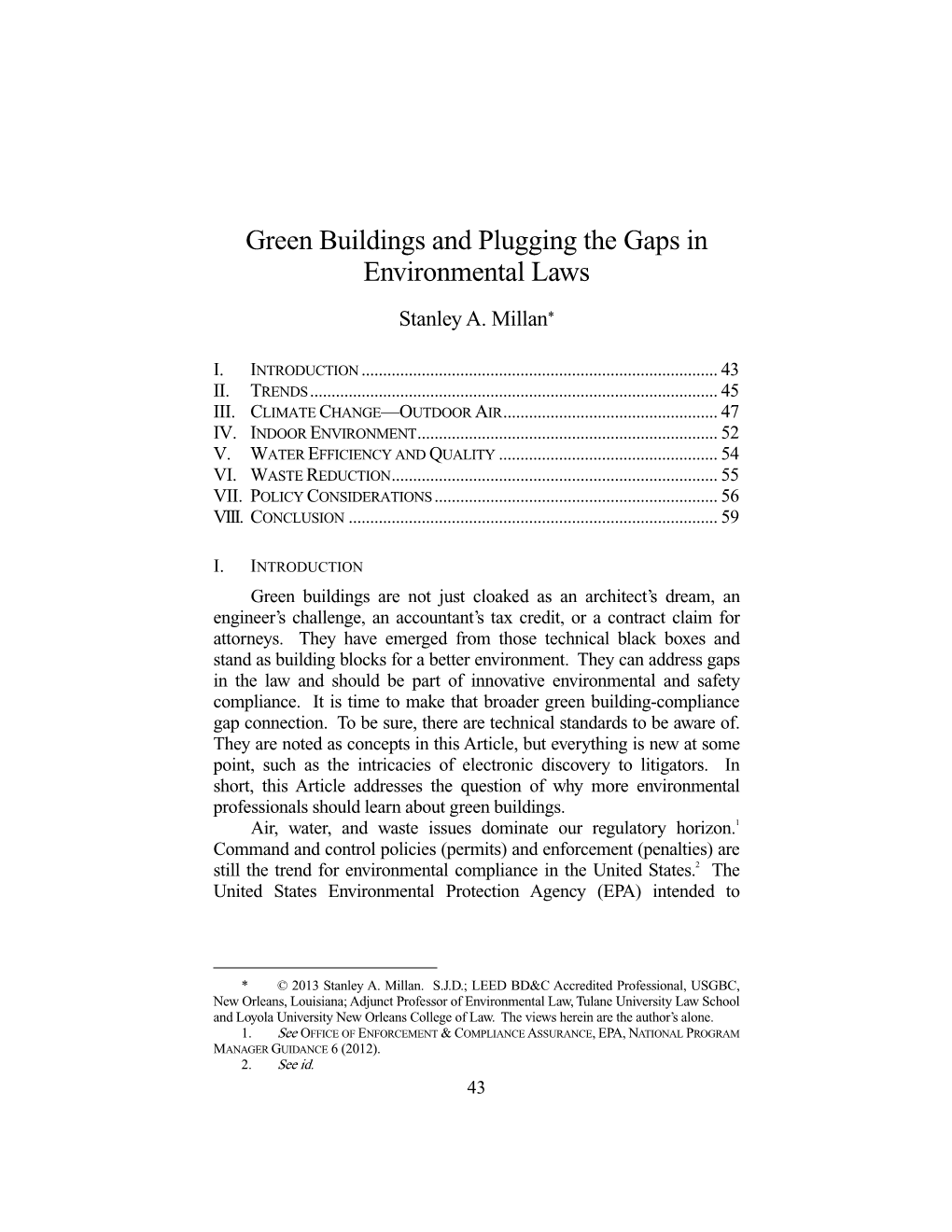 Green Buildings and Plugging the Gaps in Environmental Laws