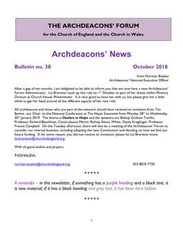 National Archdeacons' Forum Mailing