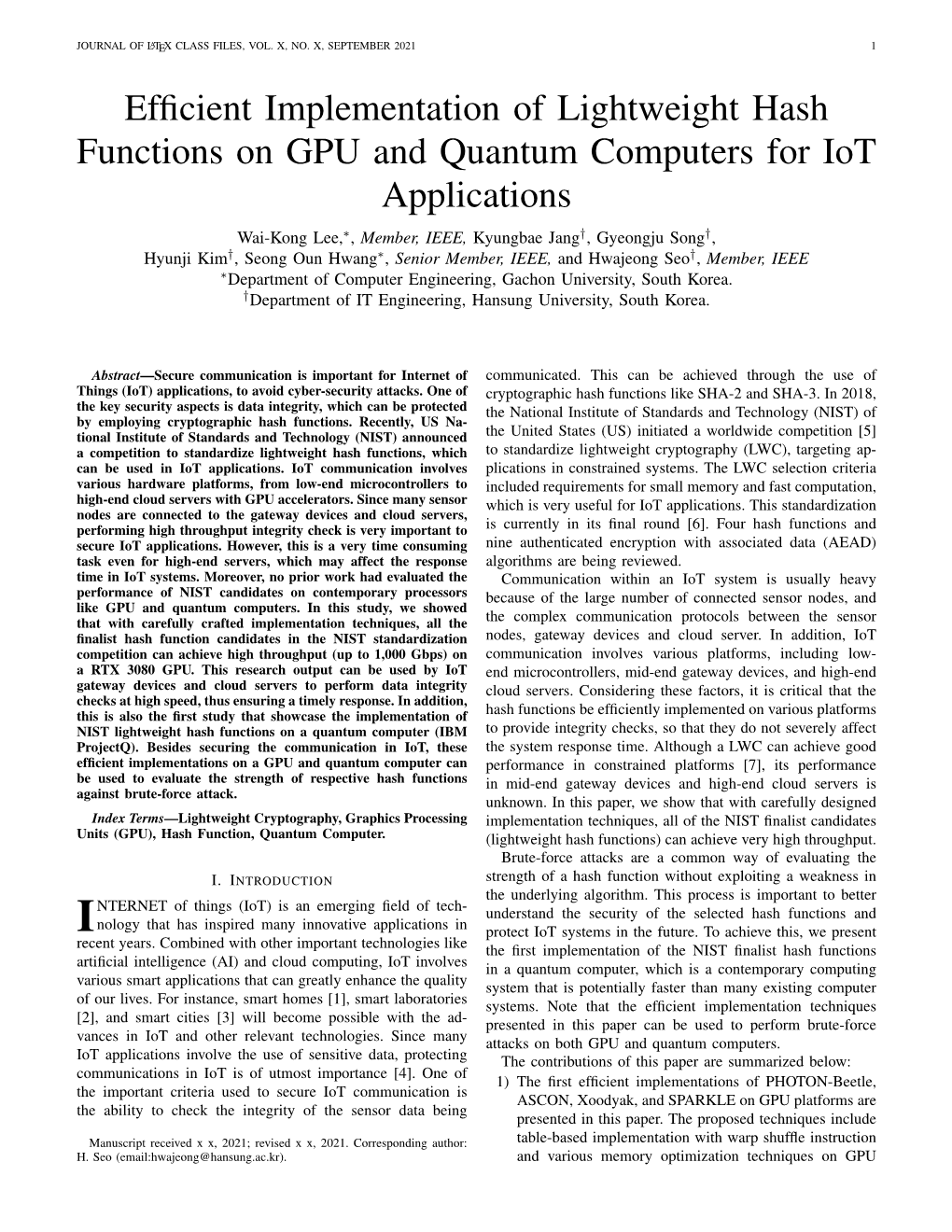 Efficient Implementation of Lightweight Hash Functions on GPU And