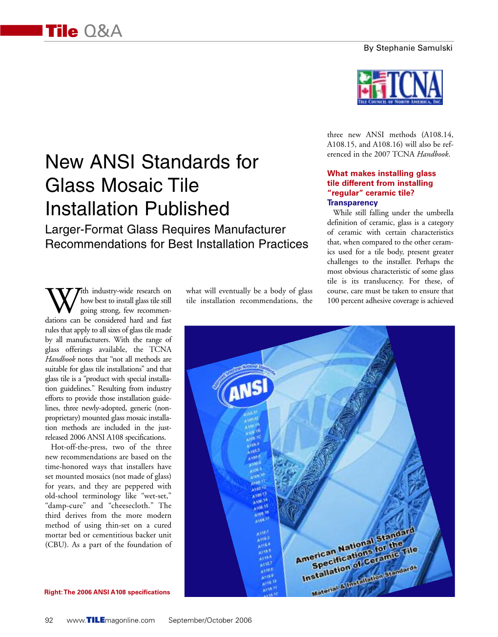 New ANSI Standards for Glass Mosaic